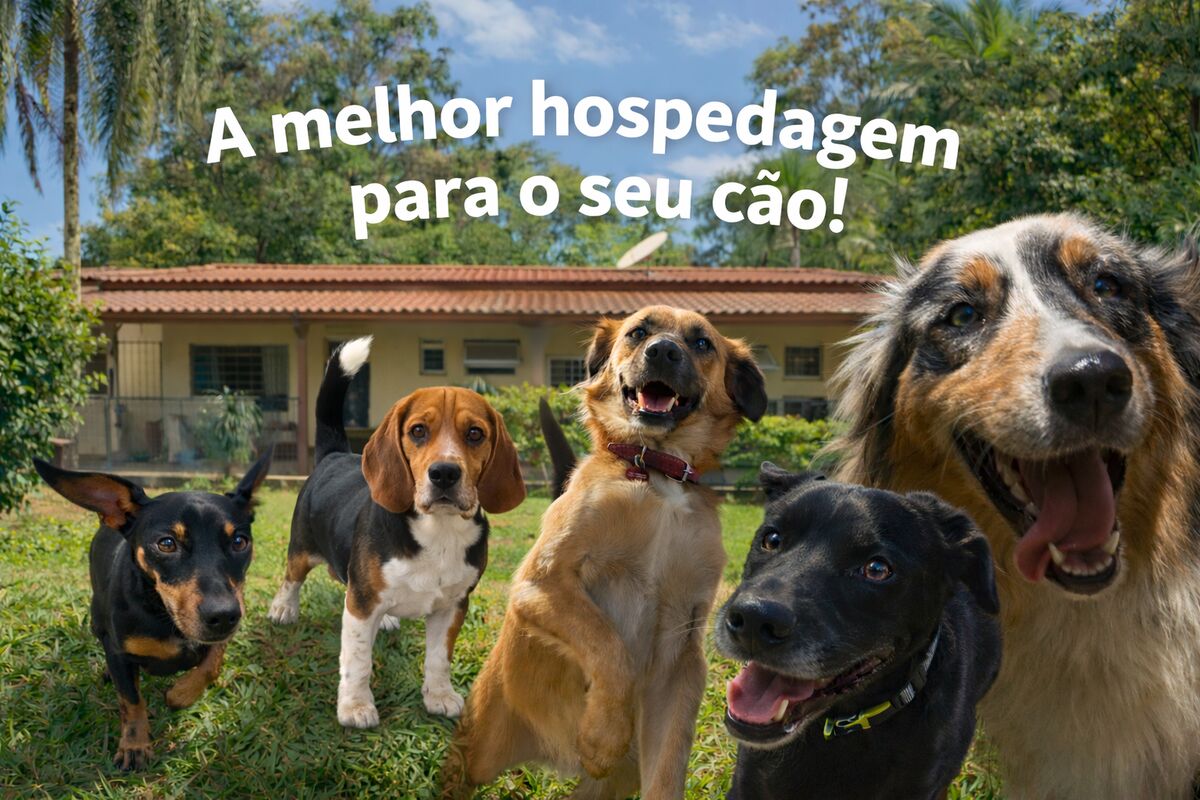 Cachorros brincando no Hotel no Sítio